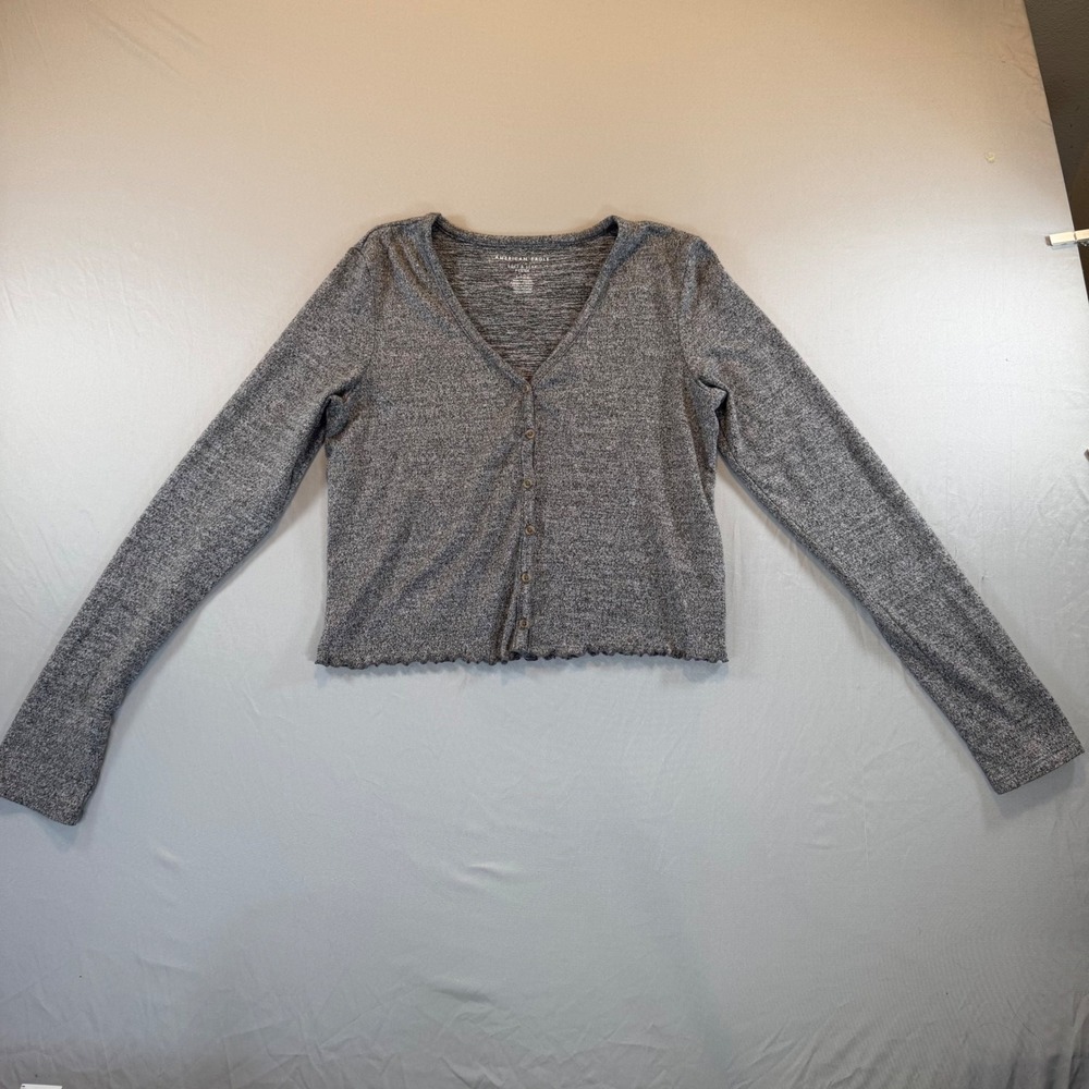 American‎ Eagle Grey Cropped Cardigan S Y2K Preppy Bella Swan Rory Academia 90s
